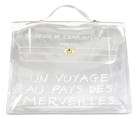 hermes vinyl souvenir de l'exposition kelly transparent|HERMES Vinyl Souvenir De L'Exposition Kelly Transparent.